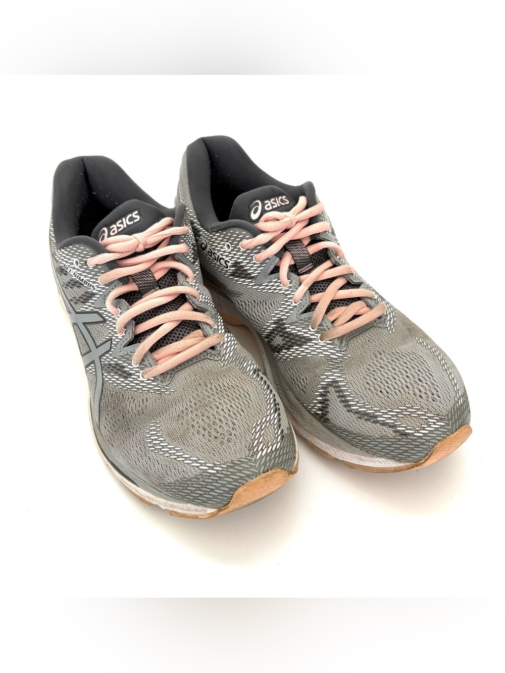 Asics Womens Gel Nimbus 20 T850N Gray Pink Running Shoes Sneakers Size 10.5